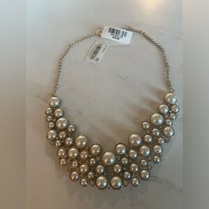 NWT Women’s Pearl and Cubic Zirconia Bib Necklace
